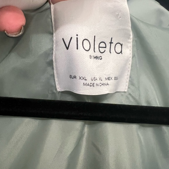 Mango VIOLETA BY MNGO Sea Green Blue Puffer Jacket Coat Size XL - Picture 2 of 5